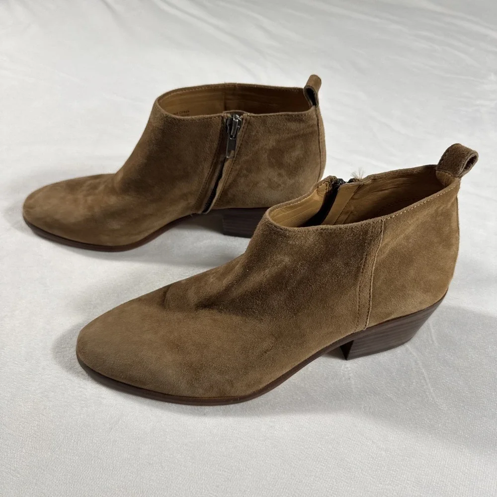 J Crew Size 8.5 Boots Booties Sawyer Suede Leather Brown Ankle‎ Block Heel C9868
